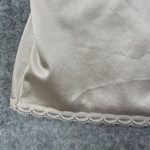 VTG Vanity Fair Slip Dress Womens M Beige Nightgown Sleeveless Lace Made in USA* - Picture 10 of 14